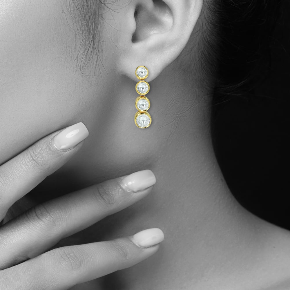 Cascading Polk Drop Earrings for Timeless Elegance